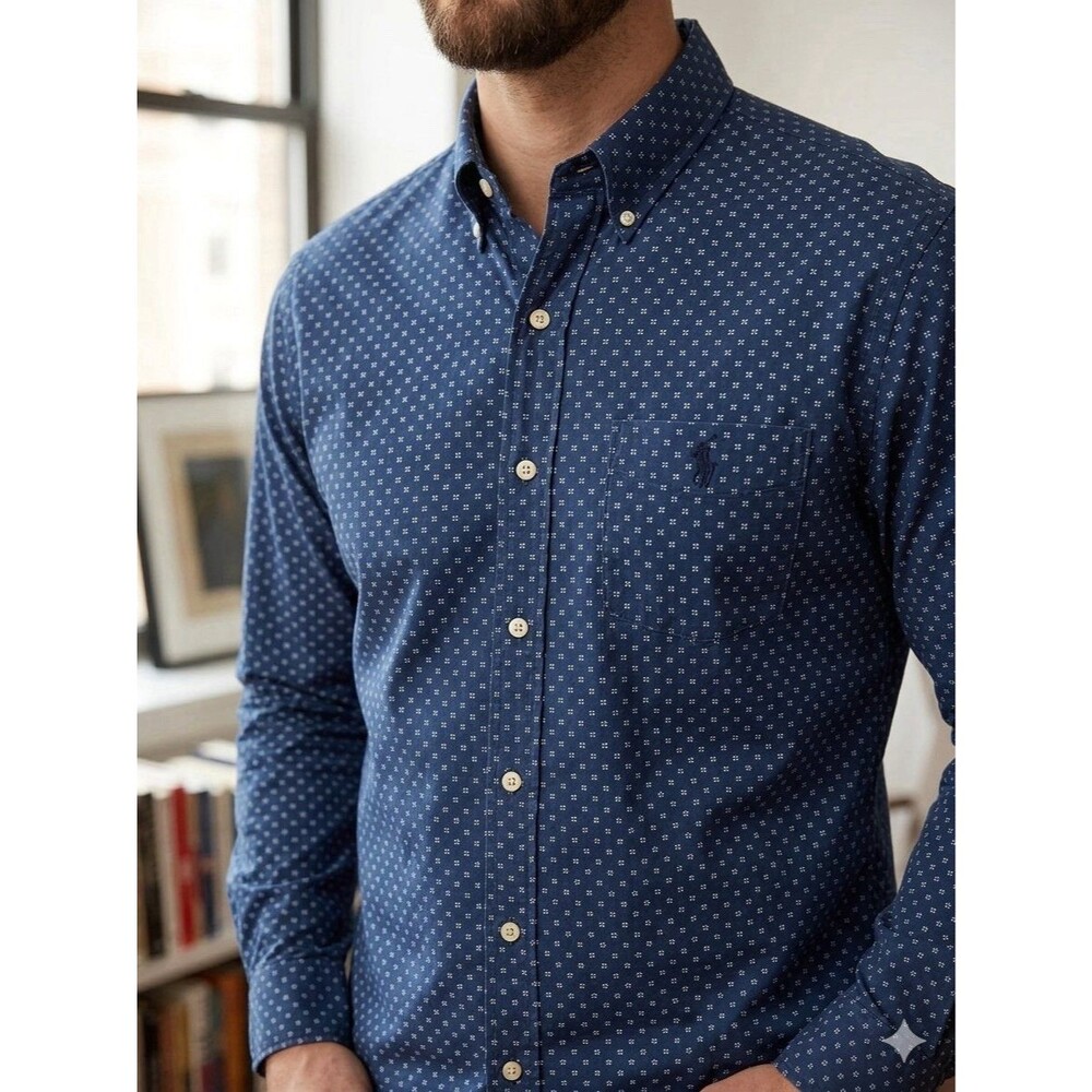 Ralph Lauren Men’s Blue Floral Button Down Long Sleeve Shirt Size Large